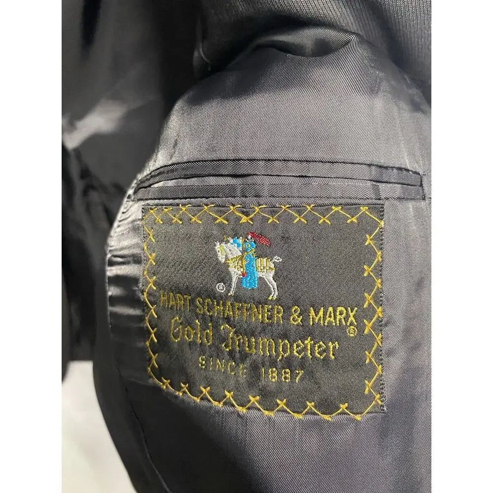 Hart Schaffner Marx Gold Trumpeter Blazer Jacket Wool Charcoal Grey Size‎ 42R